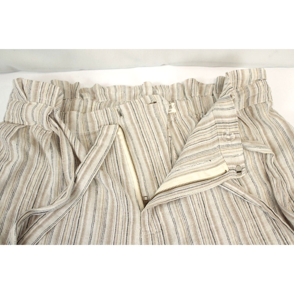4Our Dreamers Shorts Linen Blend Paperbag Drawstring Metallic Stripe Women L Tan - Picture 6 of 10